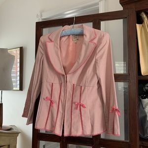 Nanette Lepore Pink Gingham Button-Up Blazer (S)